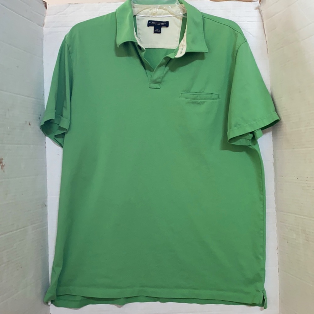 Banana Republic Men L Fitted Short-Sleeve Fima Polo Shirt with Front Pocket